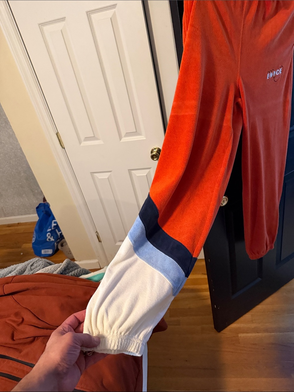 Enyce Men's Orange, White & Navy Colorblock Polo - Picture 8 of 9